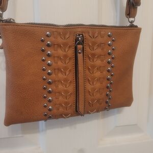 Vintage Western Cowgirl Studded Braided Leather Purse